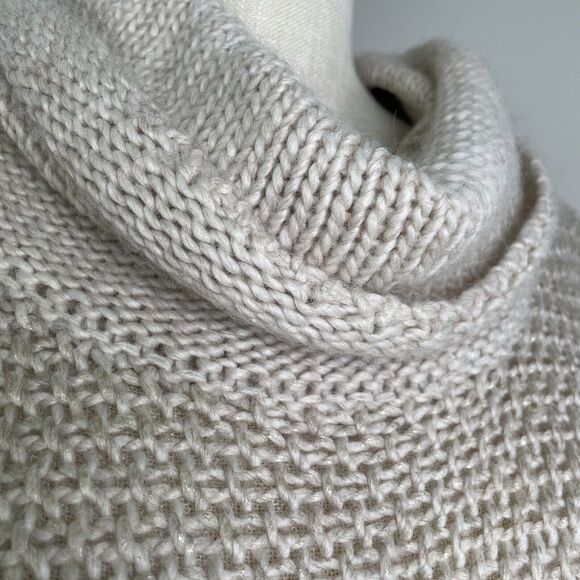 Soft Surroundings Wool Alpaca Blend Cowl Neck Knit Sweater Cream Women's Size XS - Picture 7 of 10